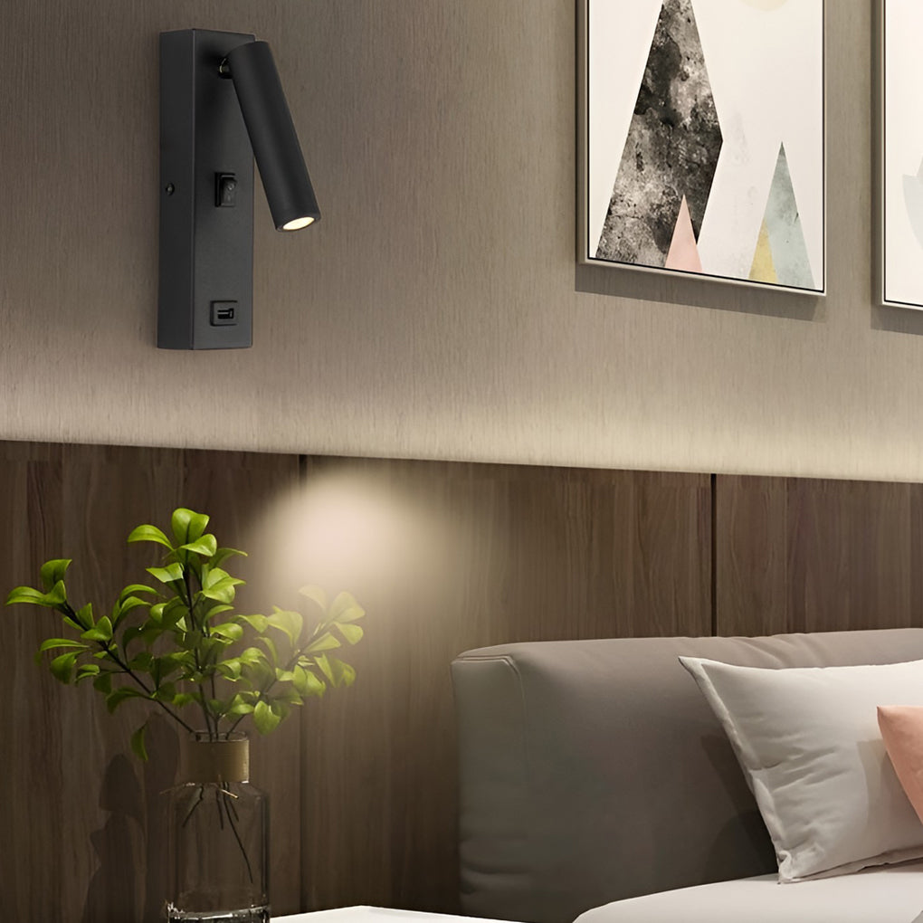 Modern LED Wall Light  Adjustable Black Metal With USB - Detailed view