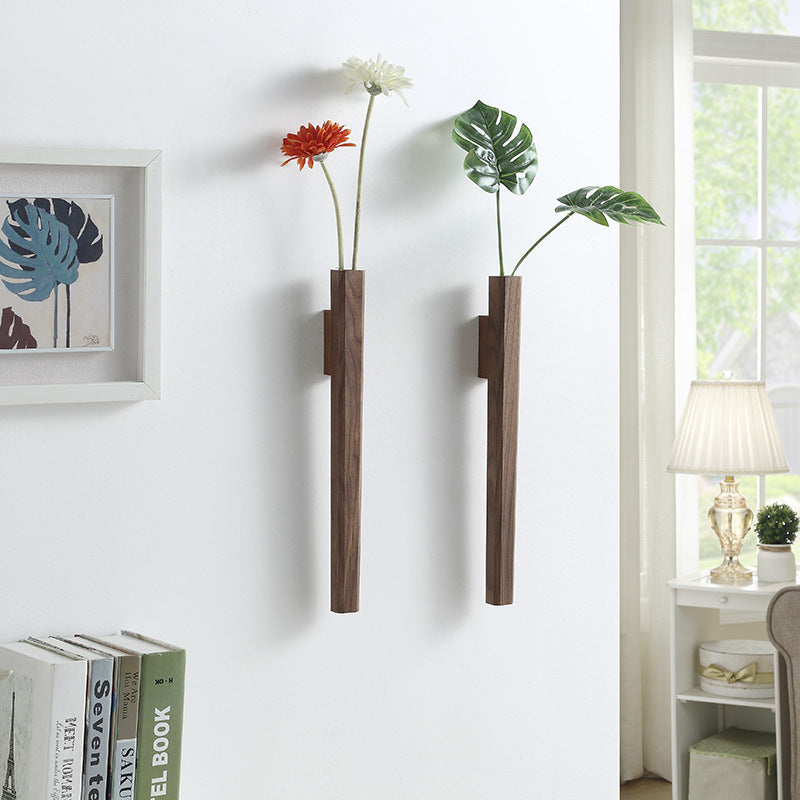 Modern Wall Vase  Solid Walnut Wood Design - Product showcase
