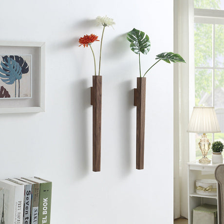 Modern Wall Vase  Solid Walnut Wood Design - Product showcase
