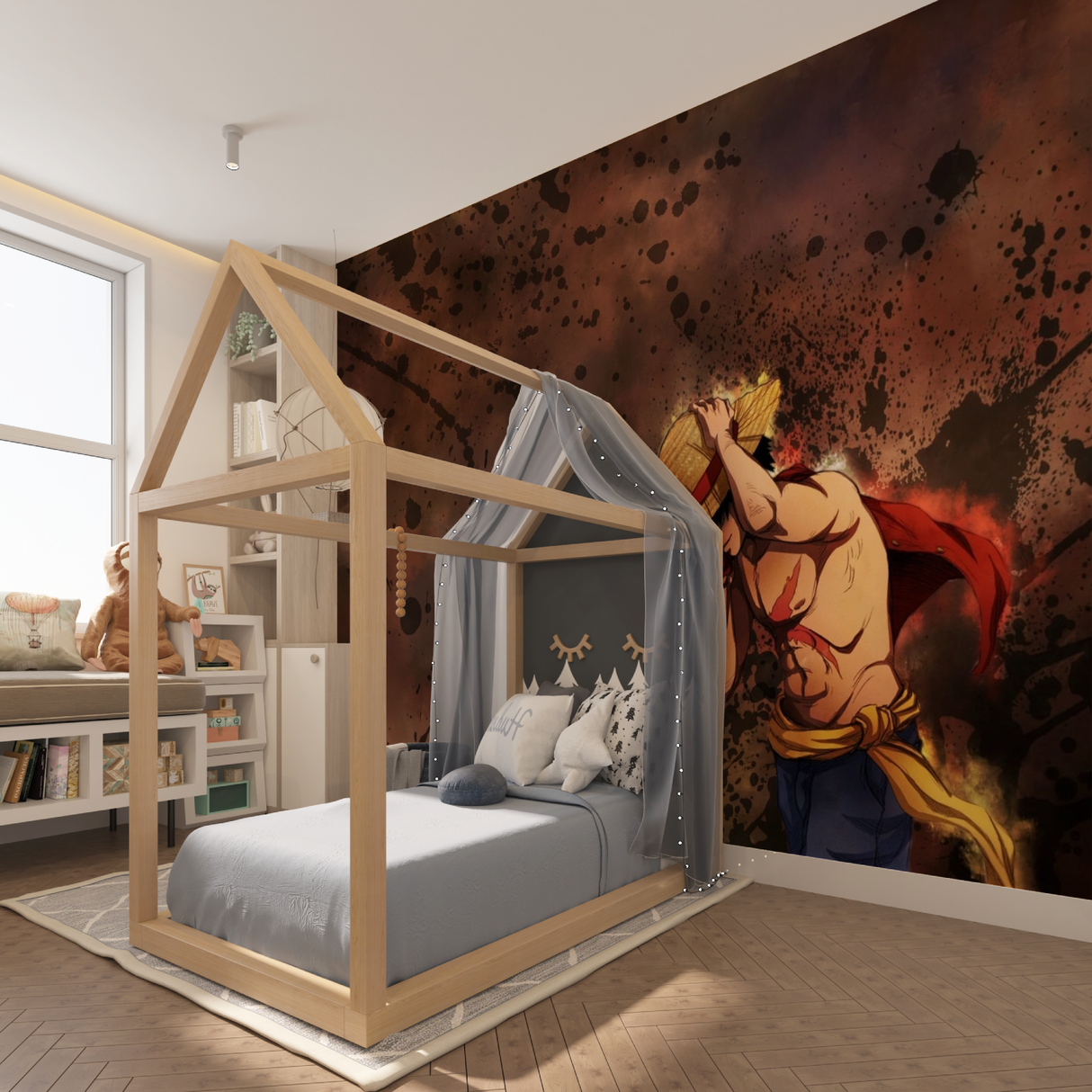 Anime Mural Wallpaper | One Piece Brown Splash Art Design
