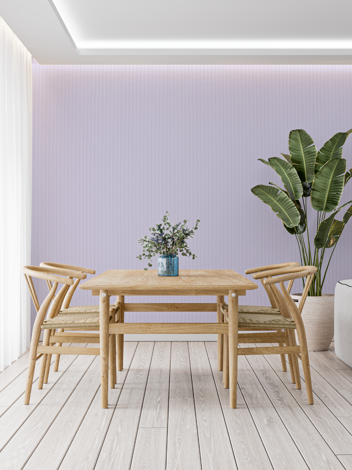 Striped Mural Wallpaper | Soft Lavender Pattern Design