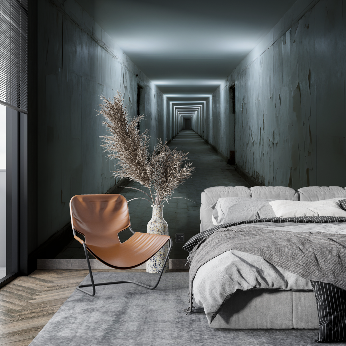 3D Optical Illusion Mural Wallpaper | Modern Black and White Tunnel Design