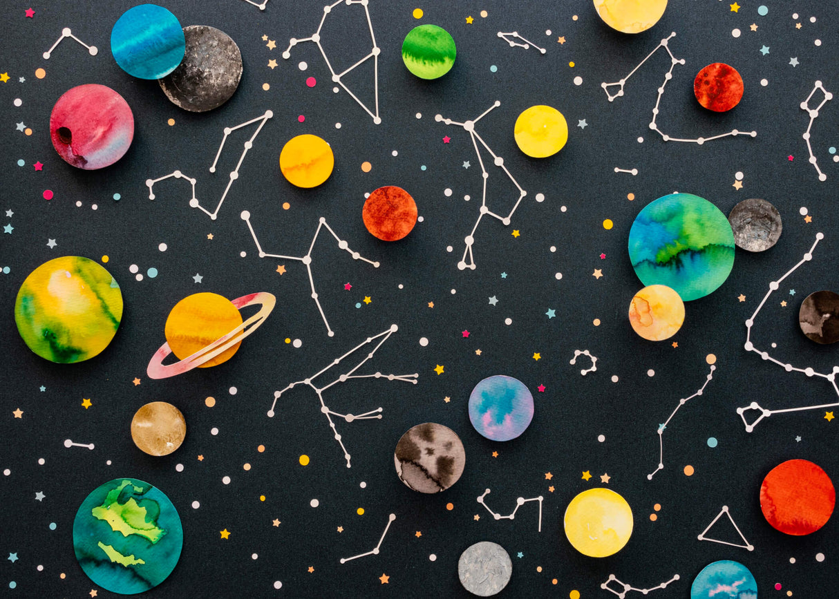 Space Mural Wallpaper | Colorful Planets and Constellations