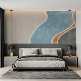 Abstract Mural Wallpaper | Blue and Terracotta Curved Design