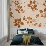 Floral Mural Wallpaper | Terracotta Brushed Bloom Pattern