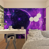 Galaxy Mural Wallpaper | Purple Space Gaming Design