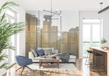 Industrial Mural Wallpaper | Modern Gold Glass Window Design