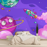 Space Kids Mural Wallpaper | Fun Planets and Rocket Design