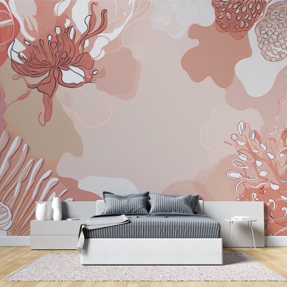 Floral Mural Wallpaper | Abstract Terracotta Art Design