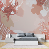 Floral Mural Wallpaper | Abstract Terracotta Art Design