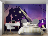 Robot Mural Wallpaper | Futuristic Tech Design with Red Glow
