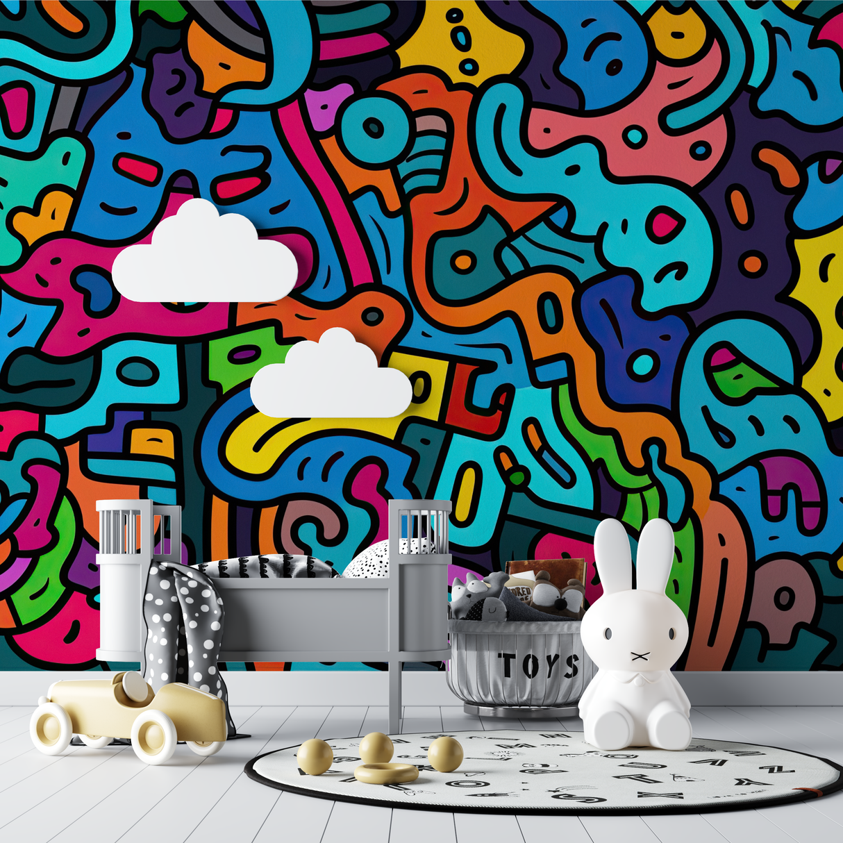 Space Mural Wallpaper | Colorful Galaxy and Planets Design