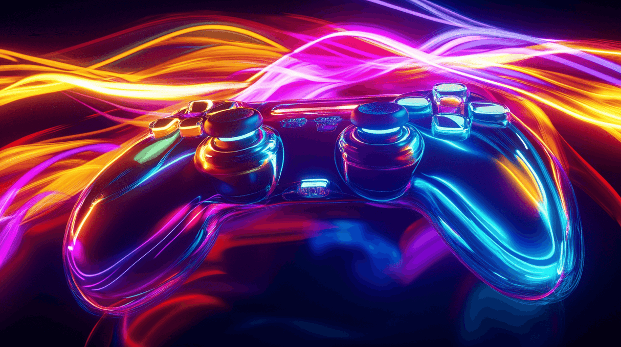 Gaming Mural Wallpaper | Neon Controller Light Explosion