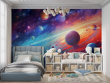 Space Mural Wallpaper | Colorful Galaxy and Planets Design