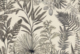 Tropical Foliage Mural Wallpaper | Monochrome Botanical Line Art