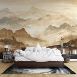 Mountain Mural Wallpaper | Misty Terracotta Landscape