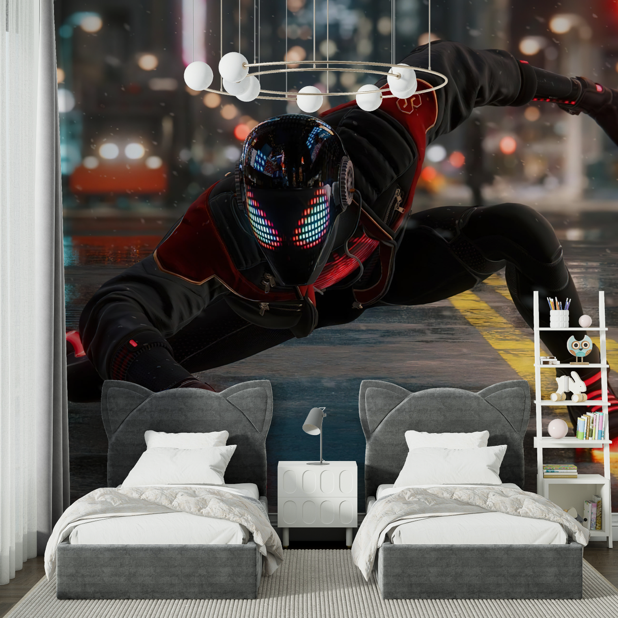 Superhero Mural Wallpaper | Spider-Man Night City Action
