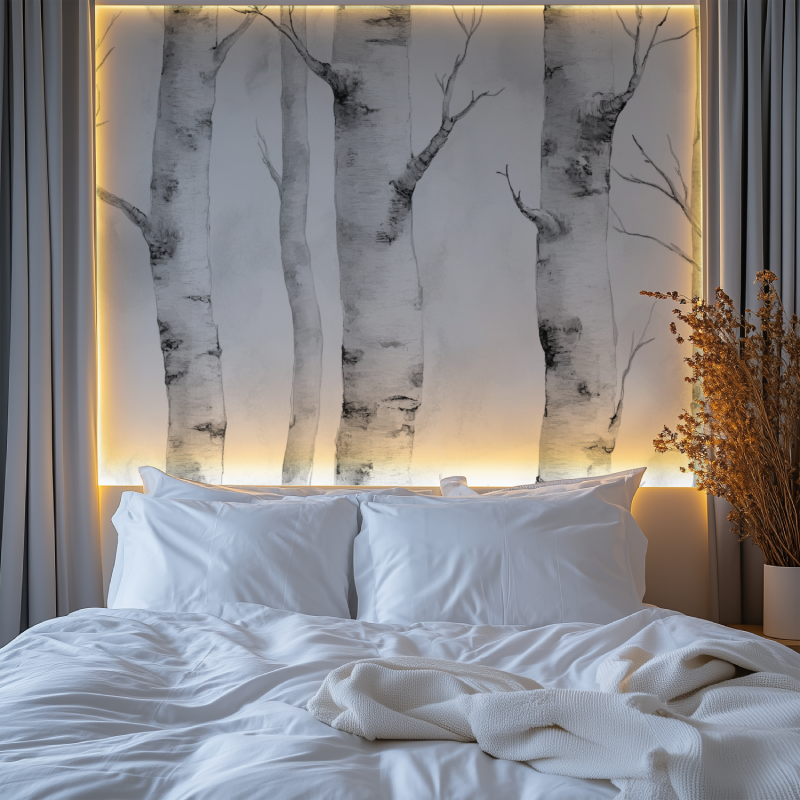 Forest Mural Wallpaper | Birch Tree Black and White Design