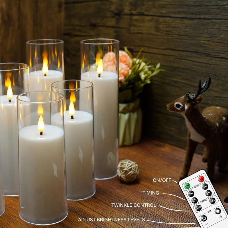 LED Flameless Candles  Remote Control Glass Set of 5 - Detailed view