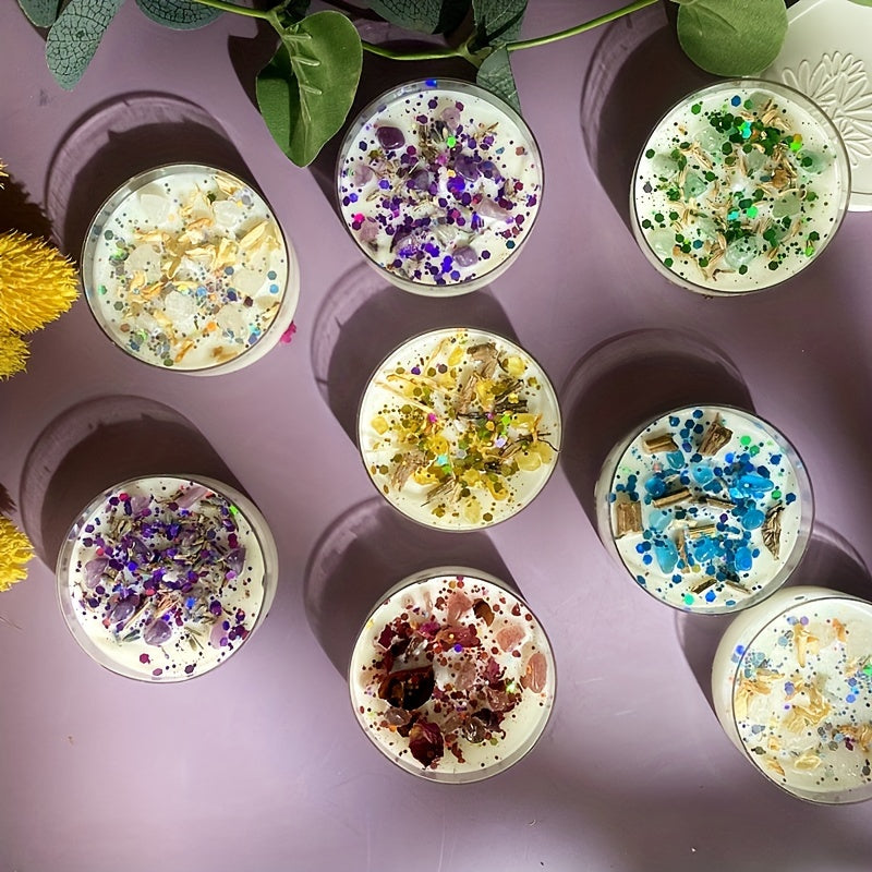 Crystal Floral Candles  Soy Wax With Dried Flowers - Product example