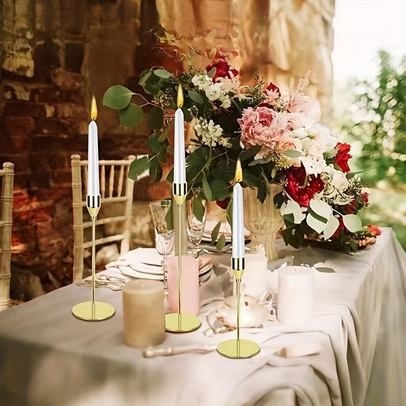 Modern Candle Holders Set  Brass-Finish Iron Stands - Detailed view