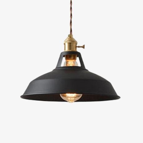 Industrial Pendant Light  Black Metal Dome Shade - Product showcase