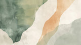 Abstract Mural Wallpaper | Green and Terracotta Waves Design