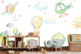 Kids Mural Wallpaper | Hot Air Balloon and Aircraft Adventure