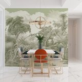 Tropical Mural Wallpaper | Sage Green Jungle Landscape