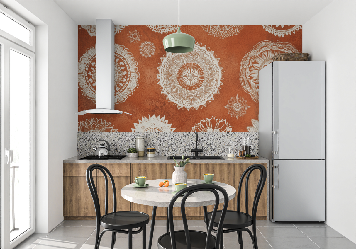 Mandala Mural Wallpaper | Terracotta Ethnic Design