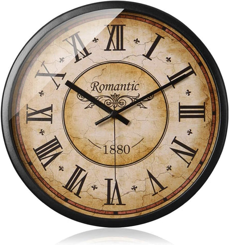 Vintage Wall Clock  Roman Numeral Metal Design - Detailed view