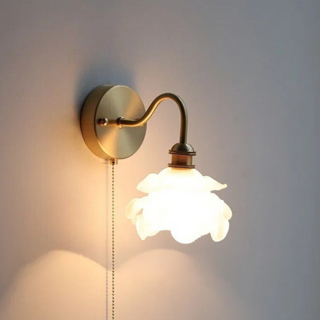 Nordic Ceramic Wall Light  Ribbed Glass Shade With Brass Fixture - Product detail 25