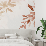Floral Mural Wallpaper | Terracotta Watercolor Leaves