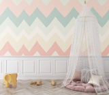 Geometric Mural Wallpaper | Pastel Chevron Pattern