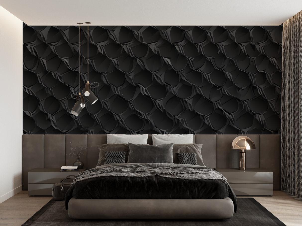 3D Mural Wallpaper | Black Snake Skin Pattern