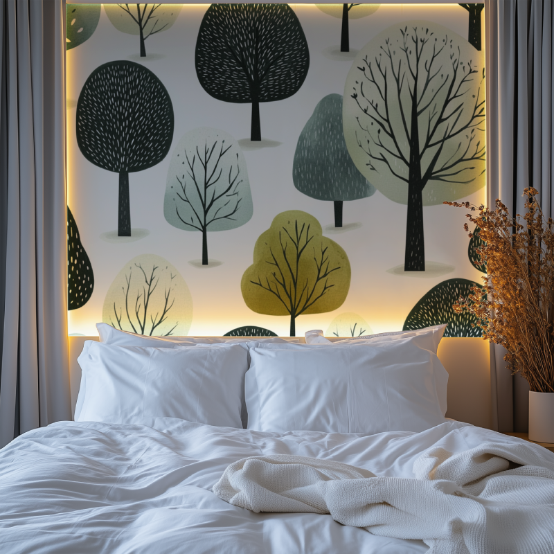 Forest Mural Wallpaper | Modern Tree Pattern Design