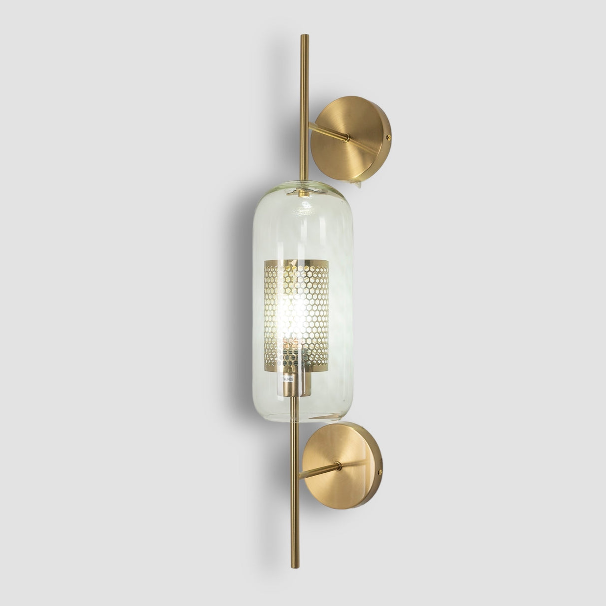 Modern Glass Wall Lamp  Brushed Brass with Clear Cylinder Shade - Product detail 16