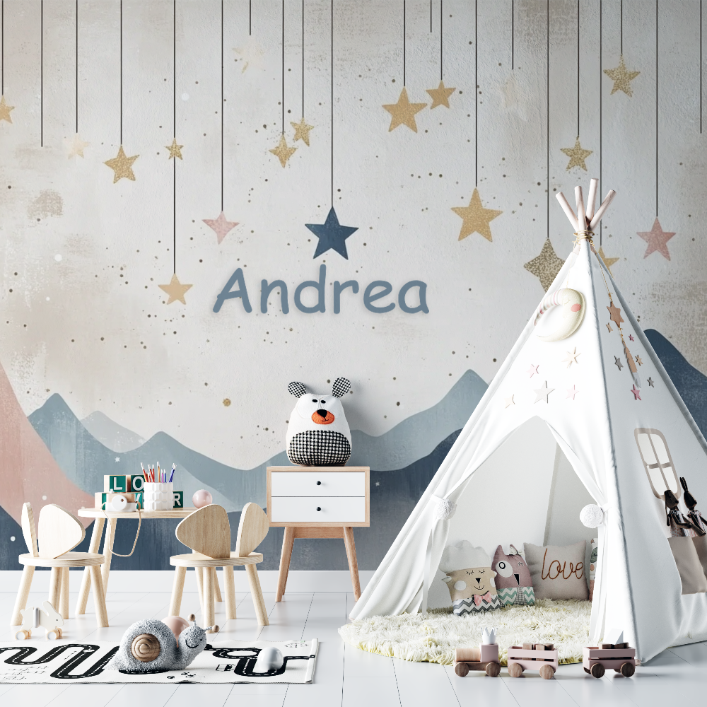 Mountain Stars Mural Wallpaper | Nordic Night Sky Design