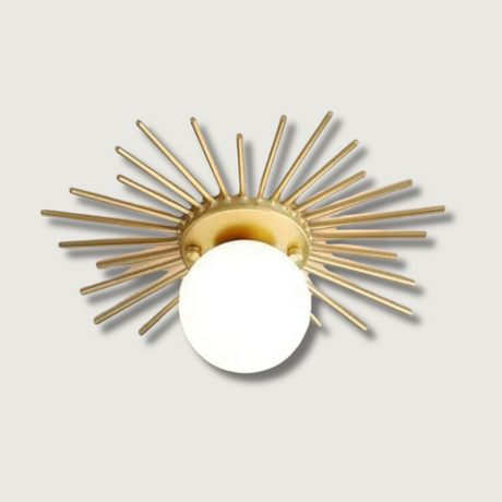 Sunburst Ceiling Light  Gold Metal Globe Fixture - Product showcase