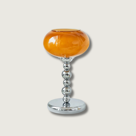 Space Age Table Lamp  Orange Glass Globe Chrome Stand - Product showcase