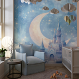 Fantasy Castle Mural Wallpaper | Magical Night Sky with Moon