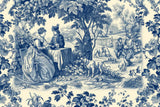 Vintage Mural Wallpaper | Blue and Beige Toile de Jouy Scene