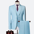Modern Slim Fit Three-Piece Suit  Sky Blue Cotton Blend - Product detail 7