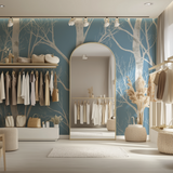 Tree Mural Wallpaper | White Birch on Blue Background