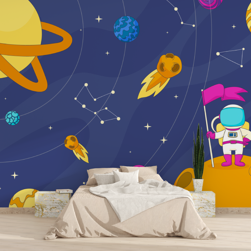 Space Mural Wallpaper | Astronaut and Planets Adventure