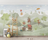 Forest Animals Mural Wallpaper | Whimsical Woodland Adventure Scene