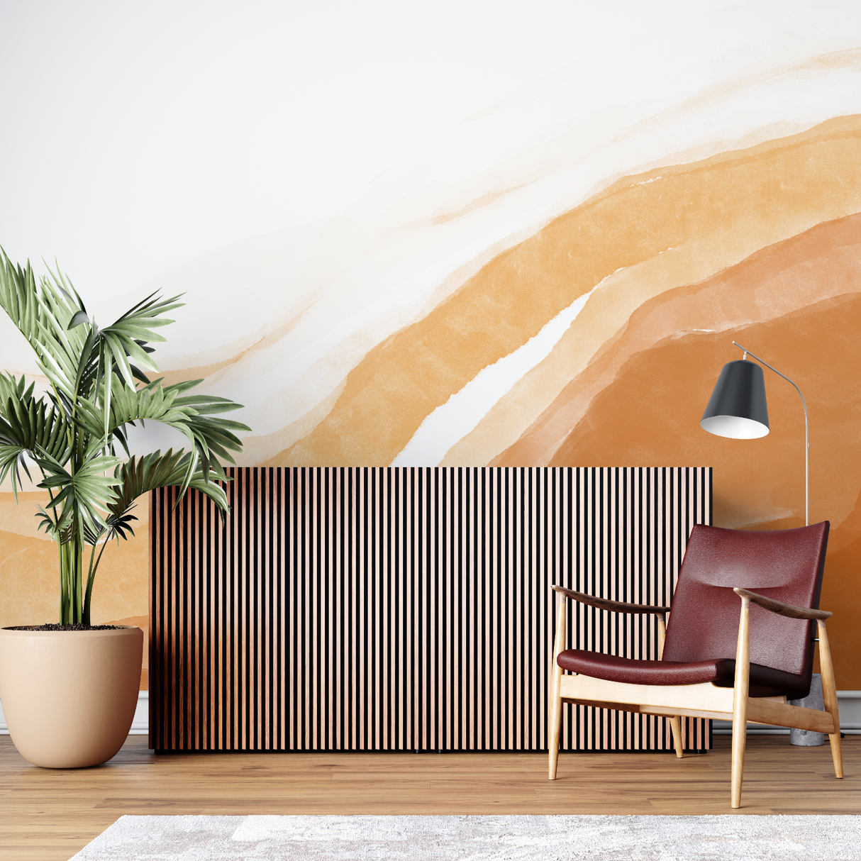 Abstract Mural Wallpaper | Terracotta Watercolor Waves