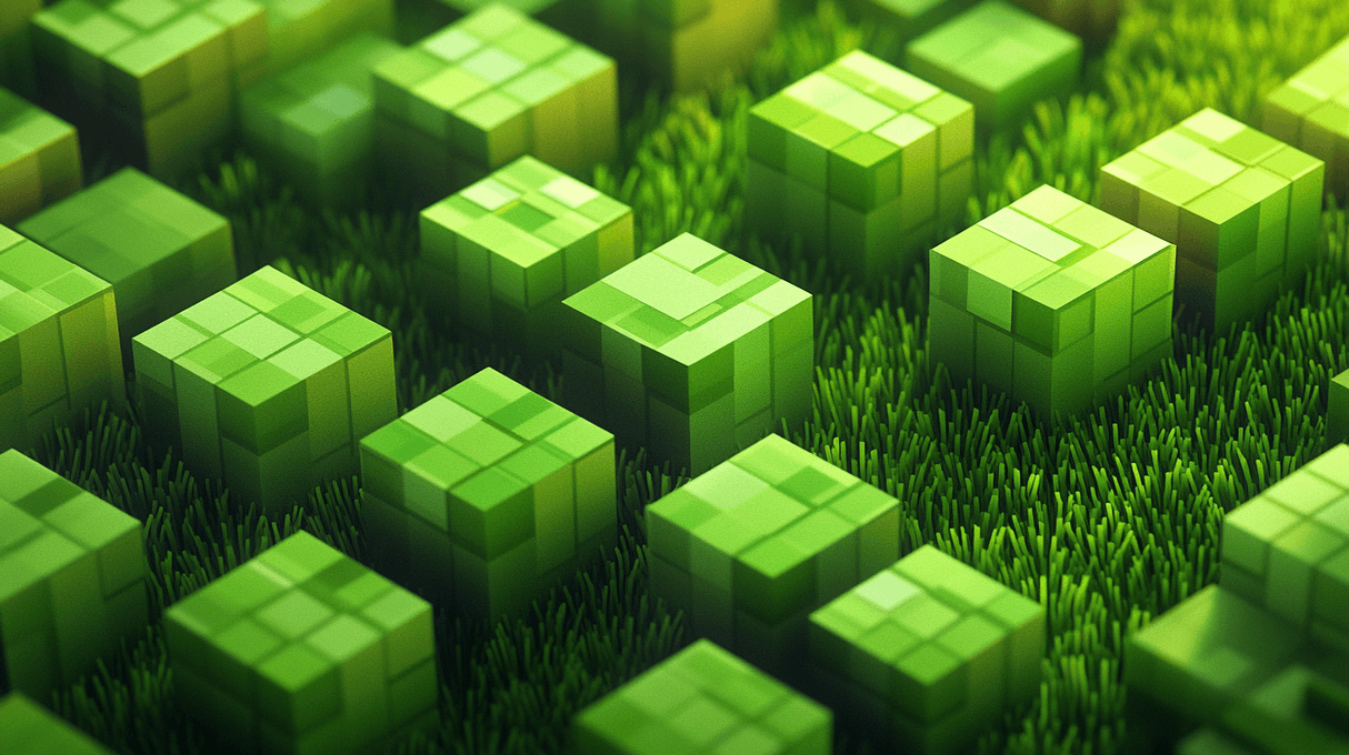 Gaming Mural Wallpaper | Minecraft Green Blocks Design