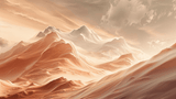 Mountain Mural Wallpaper | Terracotta Peaks at Sunset