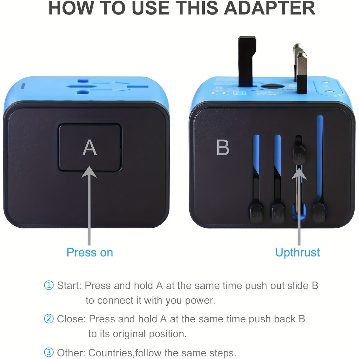 Universal Travel Adapter  4 USB Ports With Type-C Global Charging - Product detail 5